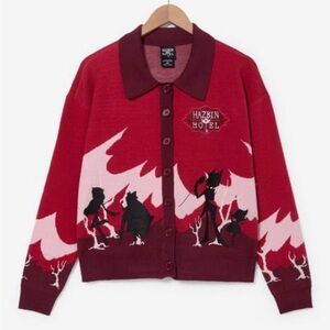 Boxlunch exclusive Hazbin Hotel slotted red women’s cardigan plus size 2
